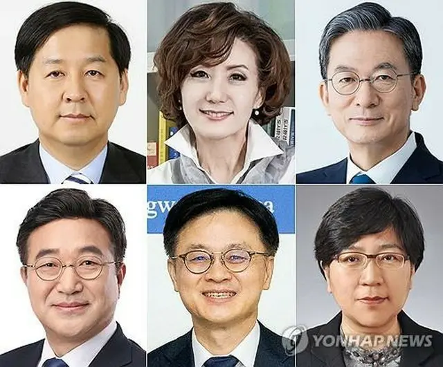 上段左から具潤哲氏、李真淑氏、鄭成湖氏、下段左から尹昊重氏、金正官氏、鄭銀敬氏（大統領室提供）＝（聯合ニュース）≪転載・転用禁止≫