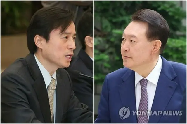内乱事件を捜査する趙垠奭（チョ・ウンソク）特別検察官（左）と尹前大統領（写真共同取材団）＝（聯合ニュース）