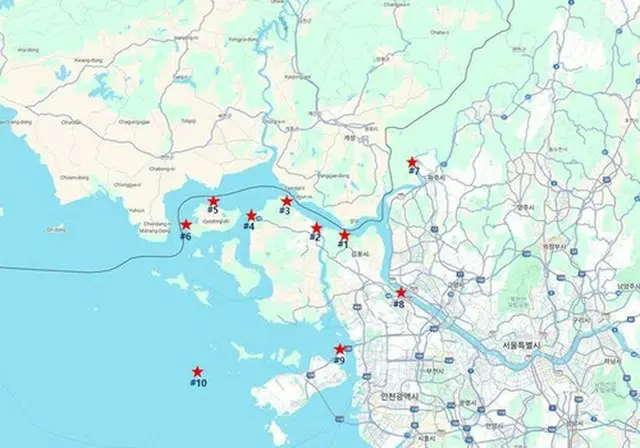 調査が行われる地点（統一部提供）＝（聯合ニュース）≪転載・転用禁止≫