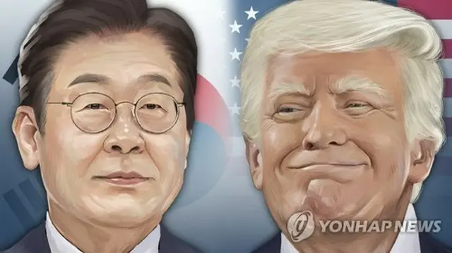 李大統領（左）とトランプ大統領（イラスト）＝（聯合ニュース）