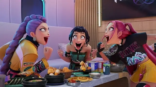 「ＫＰＯＰガールズ！デーモン・ハンターズ」にはさまざまな韓国料理が登場する（ネットフリックス提供）＝（聯合ニュース）≪転載・転用禁止≫