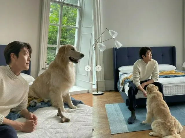 俳優キム・ウビン、大型犬と仲良しショット…イケメンなビジュアル爆発