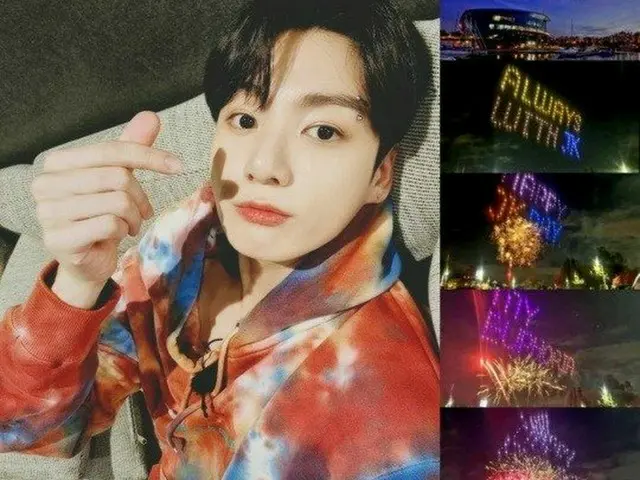 「BTS（防弾少年団）」ジョングクの中国ファン、ドローン花火ショーを生放送ストリーミングで公開「WE♡JK」