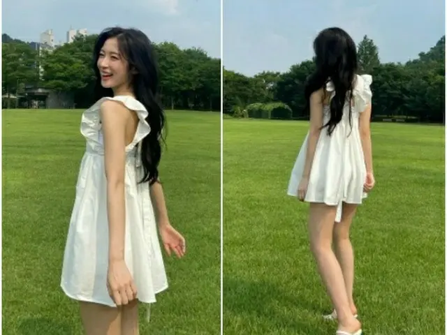 「OH MY GIRL」アリン、超ミニワンピースの妖精美貌…細い手足でスタイルも抜群