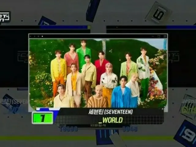 「SEVENTEEN」、「Mカ」で「aespa」を抜いて1位に!!