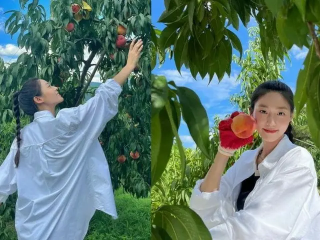 「AOA」ソリョン、果樹園で作業中…桃より爽やかな美貌