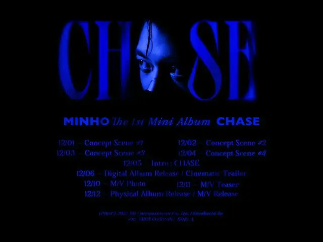「SHINee」ミンホ、ソロアルバム「CHASE」のスケジュールポスター公開…12月6日にデジタルアルバムリリース