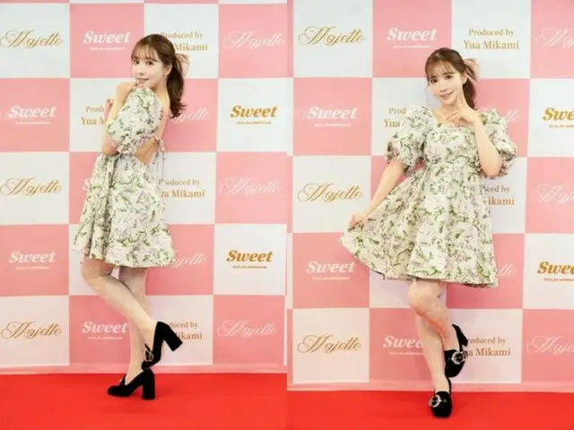 三上悠亜、背中の開いた肌⾒せ⾐装で渋⾕に登場！