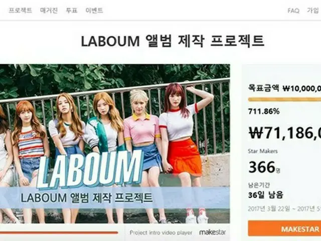 「LABOUM」がファン参加型のクラウドファンディングで目標値の700％をすでに達成!?