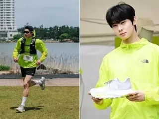 トレイルランニング大会をグラビア撮影現場に変えたチャウヌ（ASTRO）…“完走アイテム”THE NORTH FACEランニングシューズの秋のニューカラー公開