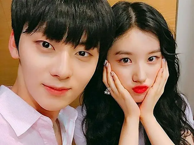 「WANNA-ONE」ファン・ミンヒョン＆「PRISTIN」パク・シヨンが再会を果たしたツーショット写真♪