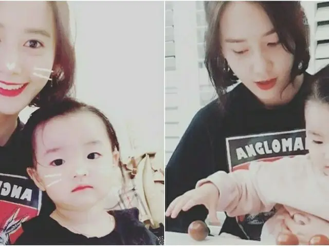 「少女時代」ユナ、女優ソ・イヒョンの愛娘ハウンちゃんと遊ぶ♡