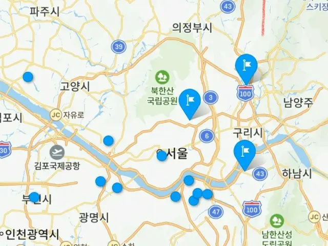 ソウル中心にあるモンシュシュ店舗図